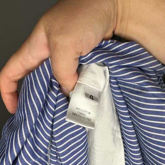 Prabal Gurung Halter Tulle Tiered Midi Maxi Dress Striped Blue Lace Overlay Sz 4 - Picture 14 of 15